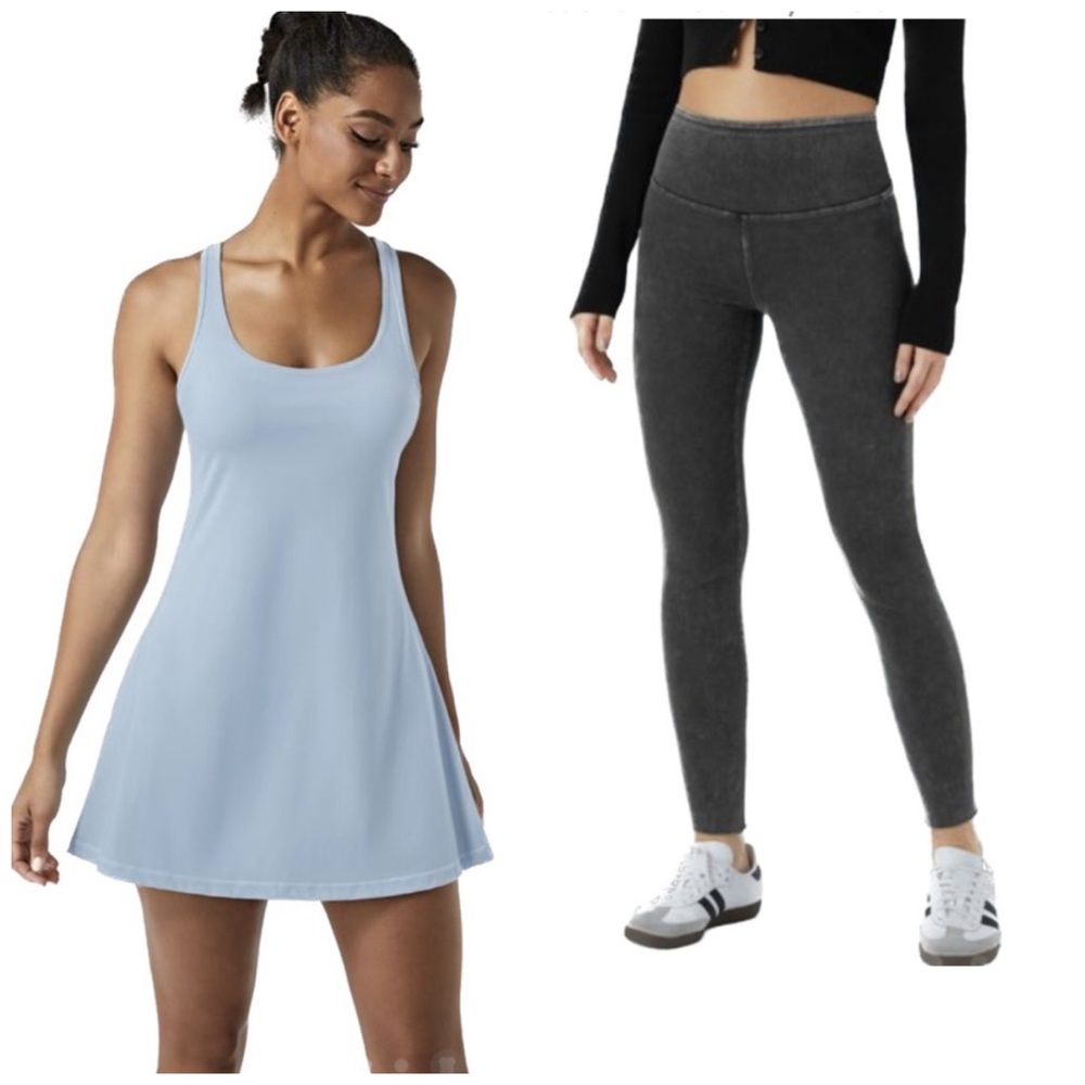 🔥HALARA Bundle🔥Light Blue Dress and Dark Gray Leggings
